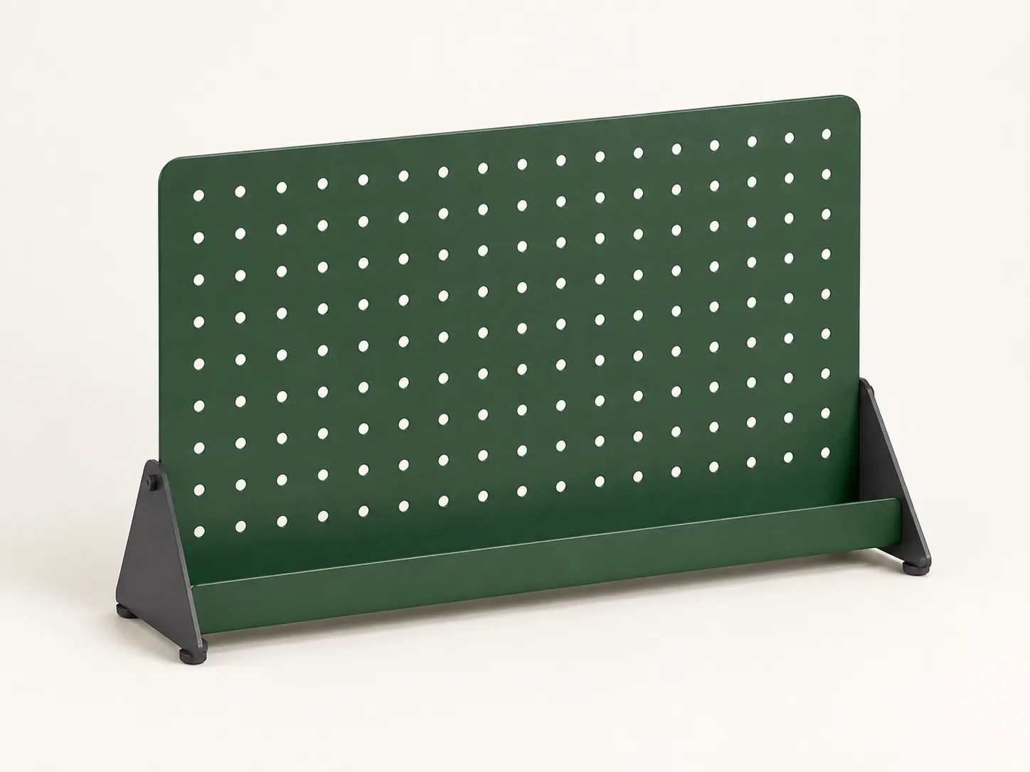 Empty freestanding desktop pegboard