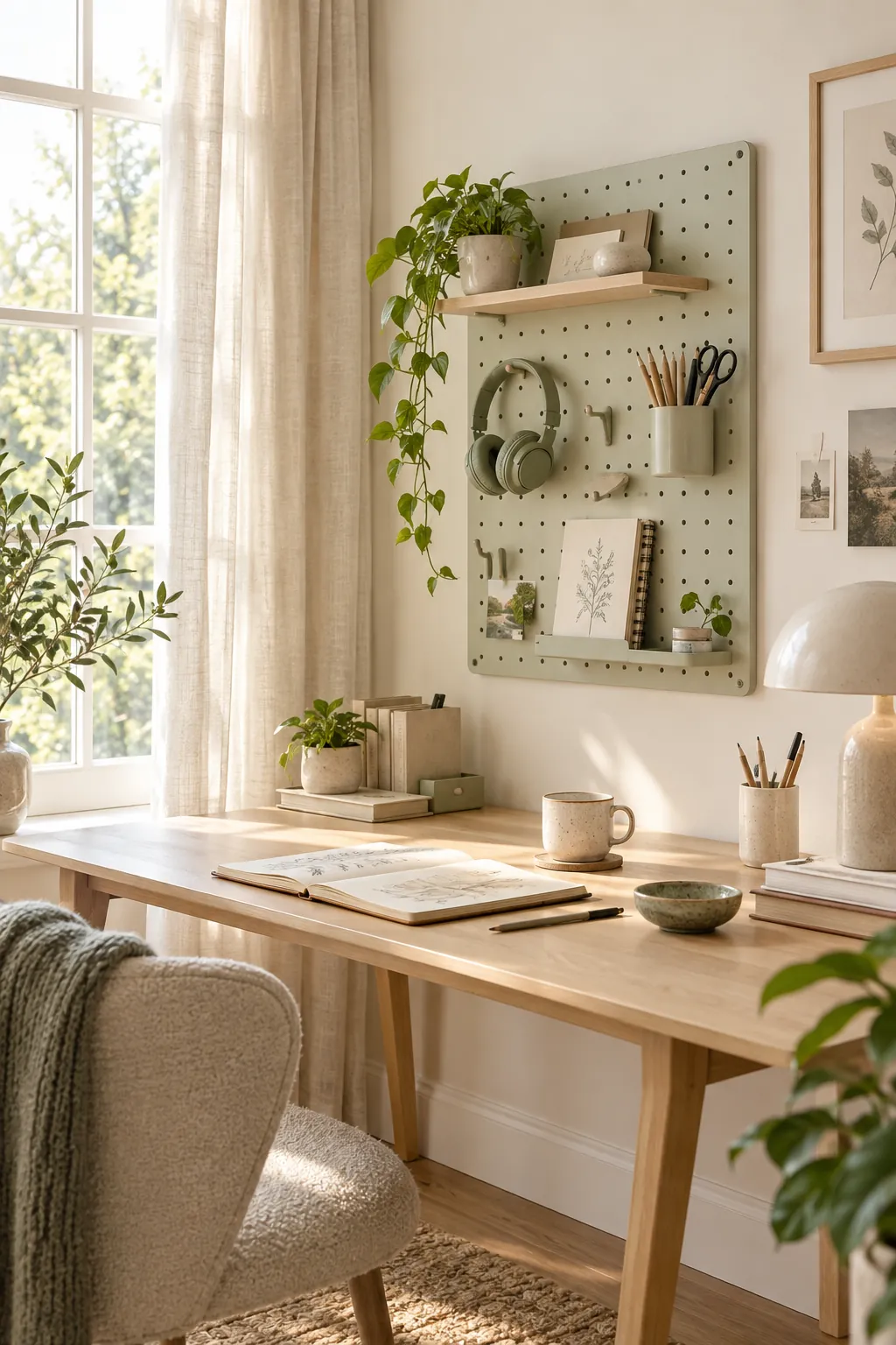 Light creative desk organization